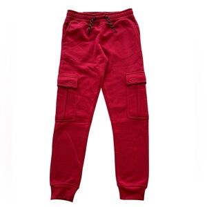 Hype. Unisex Kids Red Casual Elastic Waist Cargo Jogger Pants Sweatpants Sze L